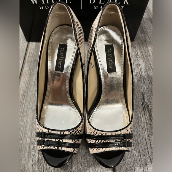 White Black Market 4” Patent Leather Block Heels Reptile Pattern - 6 - Picture 5 of 7